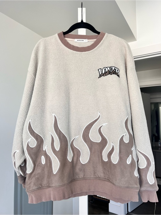 Aelfric Eden Other - Aelfric Eden Oversized Flames Crewneck Sweatshirt Brown Size L/XL